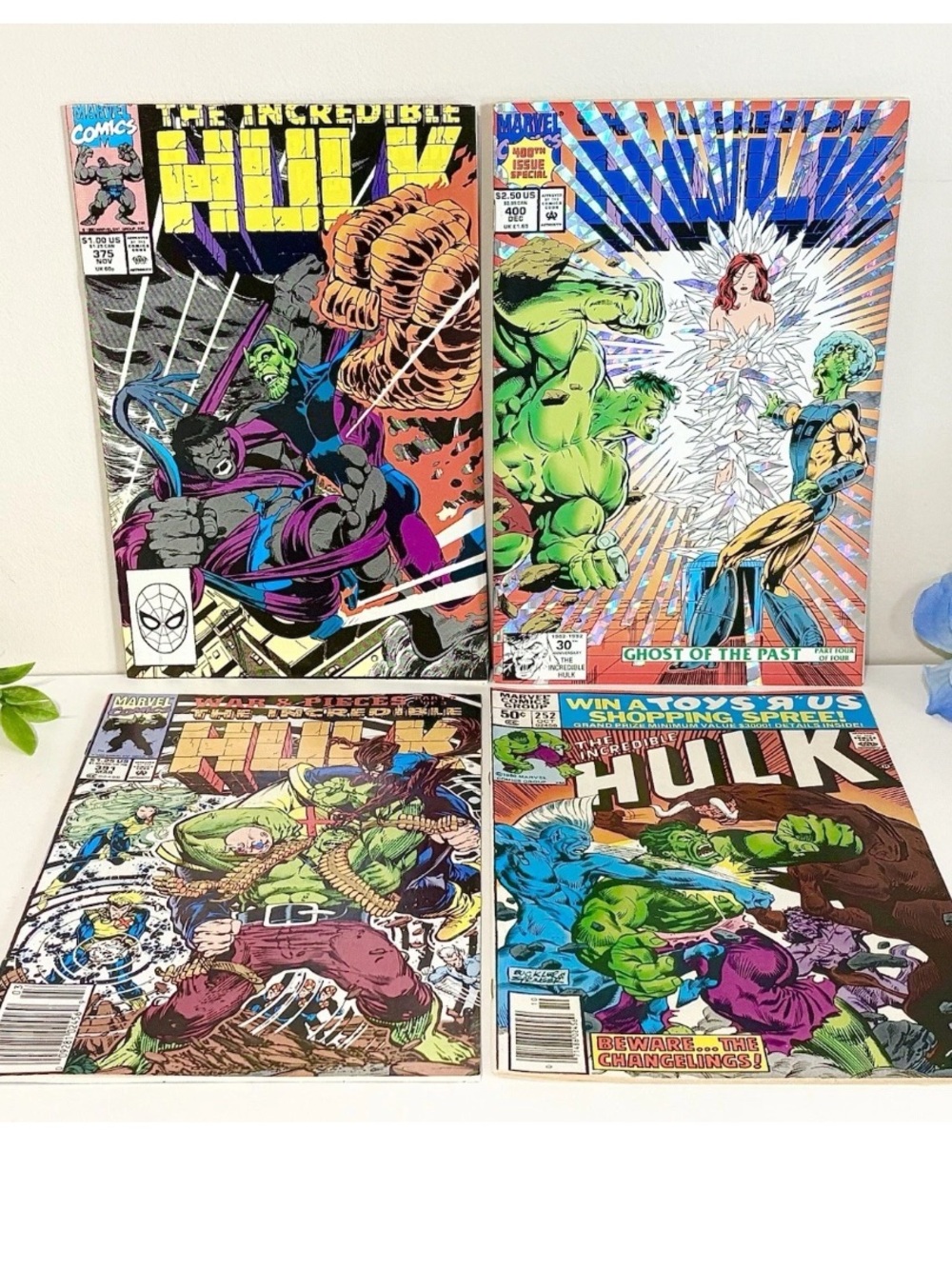 Vintage Incredible Hulk Comic Lot Set of 4 Collectible Marvel Super Heroes Books